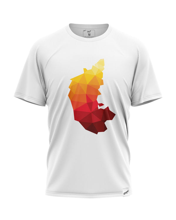 Off White Coloured Half Sleeves T-shirt Having Karnataka state map print
